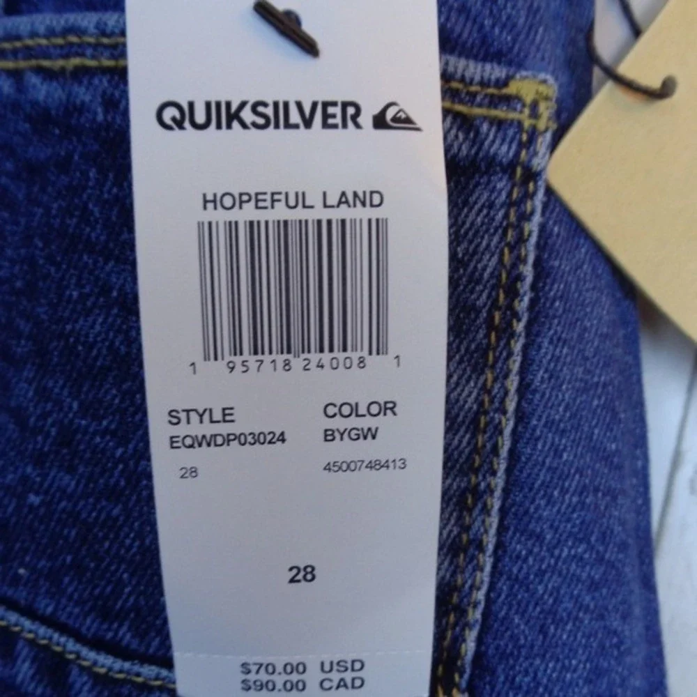 QuickSilver Hopeful Land High Waisted‎ Wide Leg Cropped Jeans Button Fly Size 28